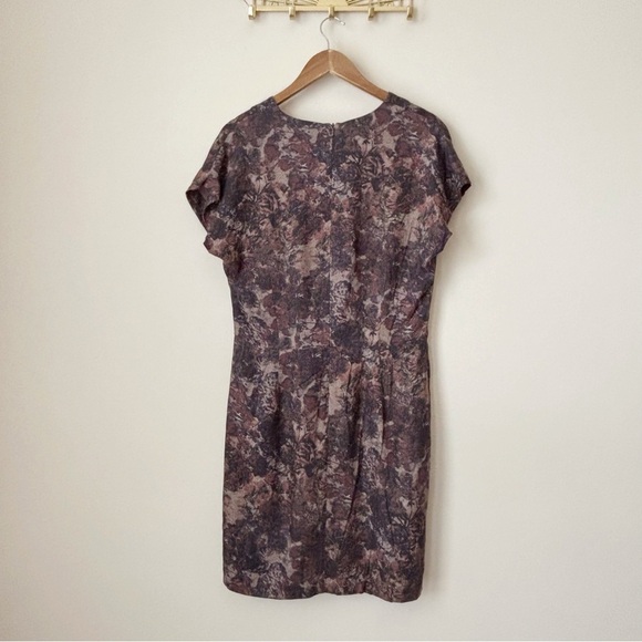 Peruvian Connection Dusky Floral Dress 10 Pleated V Neck - Picture 4 of 9